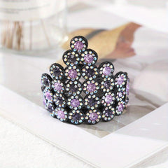 Light Rhinestone Ponytail Hair Claws Crystal Hair Bun Holder