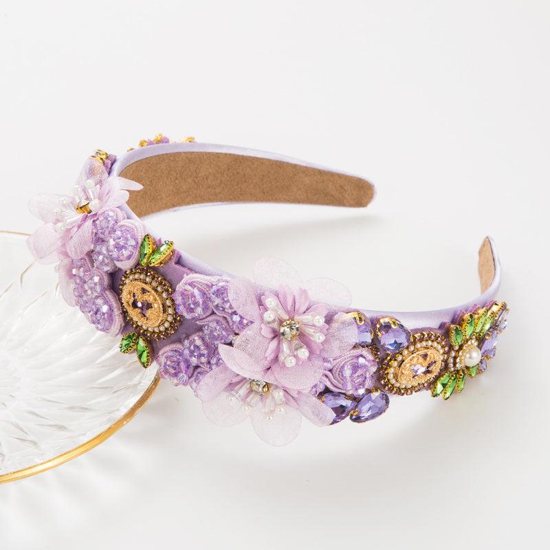 Baroque Rhinestone Flower Headband Hair Accessories for Women