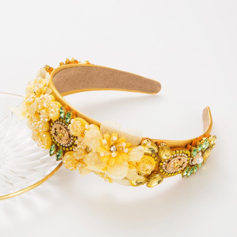 Baroque Rhinestone Flower Headband Hair Accessories for Women