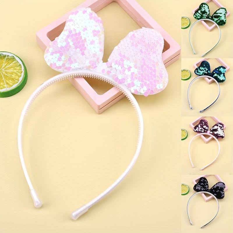 5pcs Glitter Bow Headband Hair Accessories for Women Girls Toddlers Baby