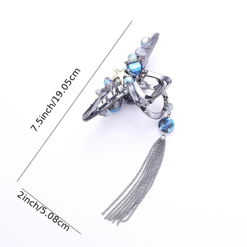 Tassel Metal Hair Claw Clip Non Slip Strong Hold Grip Hair Jaw Clip