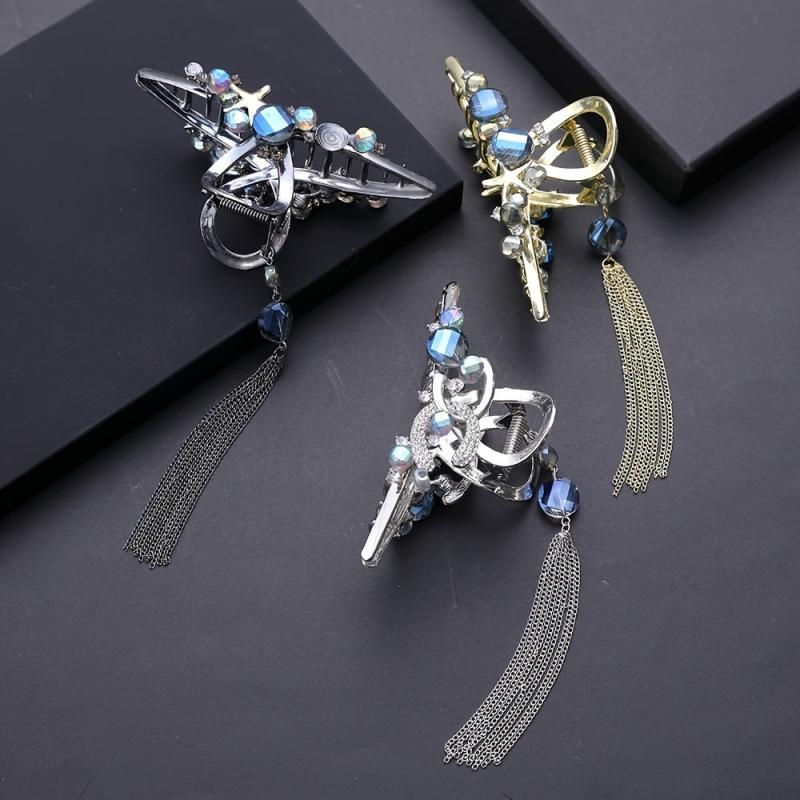 Tassel Metal Hair Claw Clip Non Slip Strong Hold Grip Hair Jaw Clip