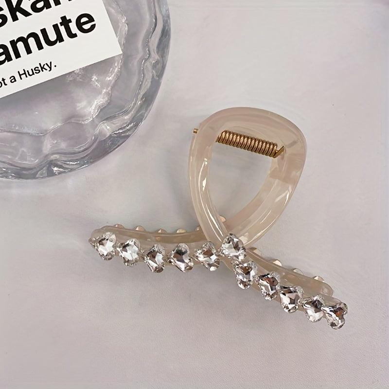 4pcs Heart Shape Crystal Hair Claw Large Shark Claw Ponytail Holder