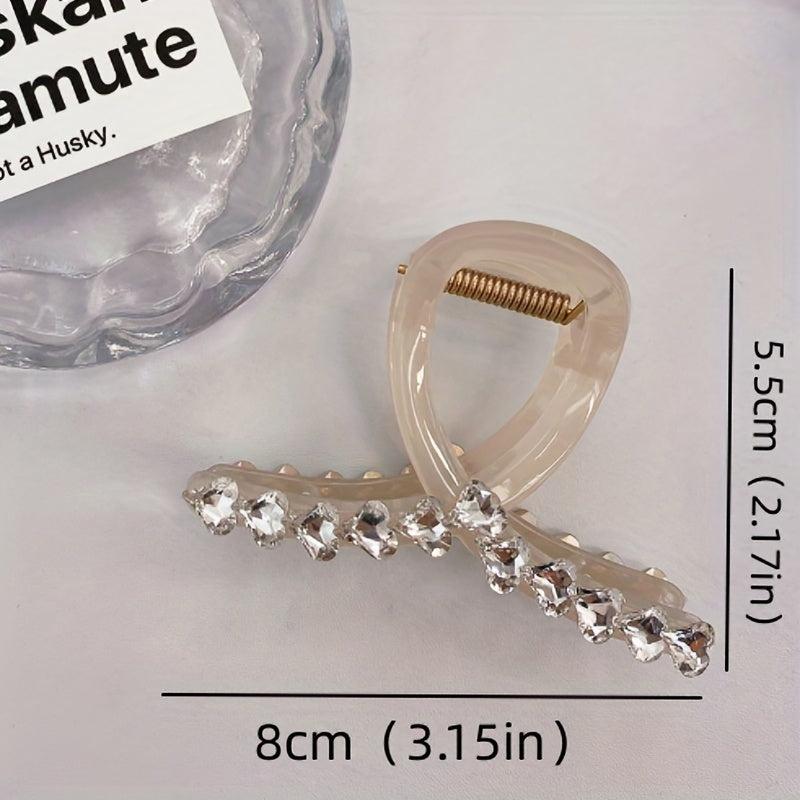 4pcs Heart Shape Crystal Hair Claw Large Shark Claw Ponytail Holder
