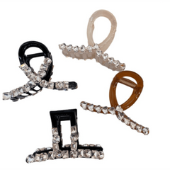 4pcs Heart Shape Crystal Hair Claw Large Shark Claw Ponytail Holder