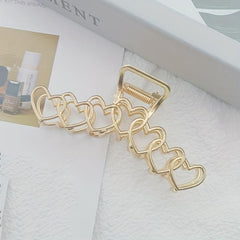 Golden Heart Shape Large Hair Claw for Women