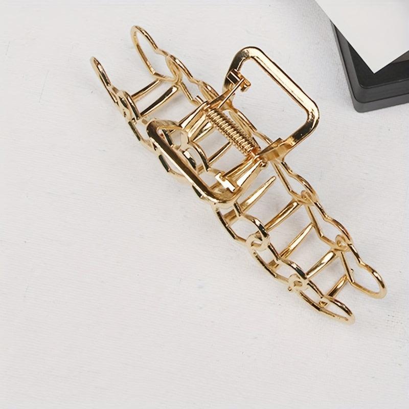 Golden Heart Shape Large Hair Claw for Women