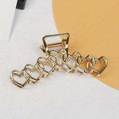 Golden Heart Shape Large Hair Claw for Women