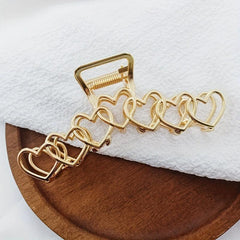Golden Heart Shape Large Hair Claw for Women