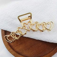 Golden Heart Shape Large Hair Claw for Women
