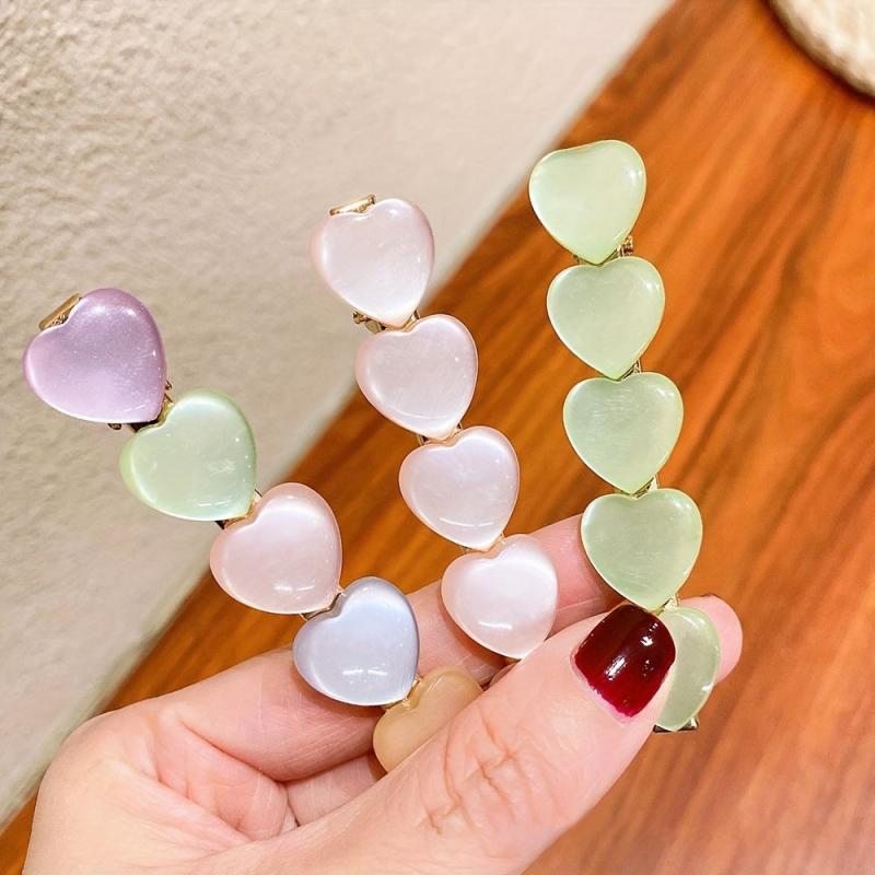 Opal Heart Shape Hair Clip Side Barrette Hair Accessories