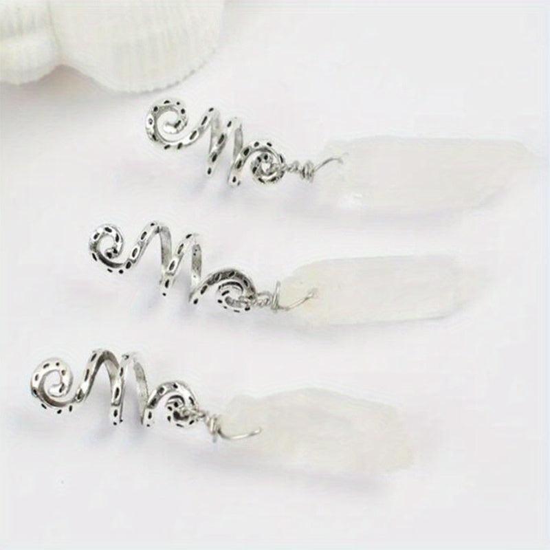 3pcs Gradient Stone Hair Ring Dreadlocks Braid Hippie Style Hair Accessories