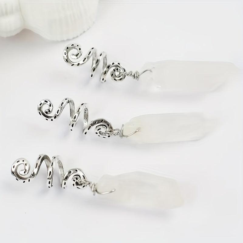 3pcs Gradient Stone Hair Ring Dreadlocks Braid Hippie Style Hair Accessories