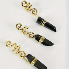 3pcs Gradient Stone Hair Ring Dreadlocks Braid Hippie Style Hair Accessories