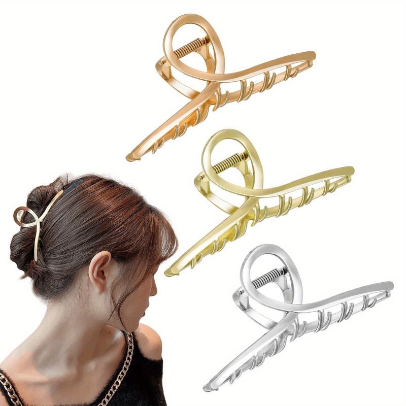 Metal Rectangle Hair Claw For Thick Hair Non Slip Barrette Long Hair Accessory