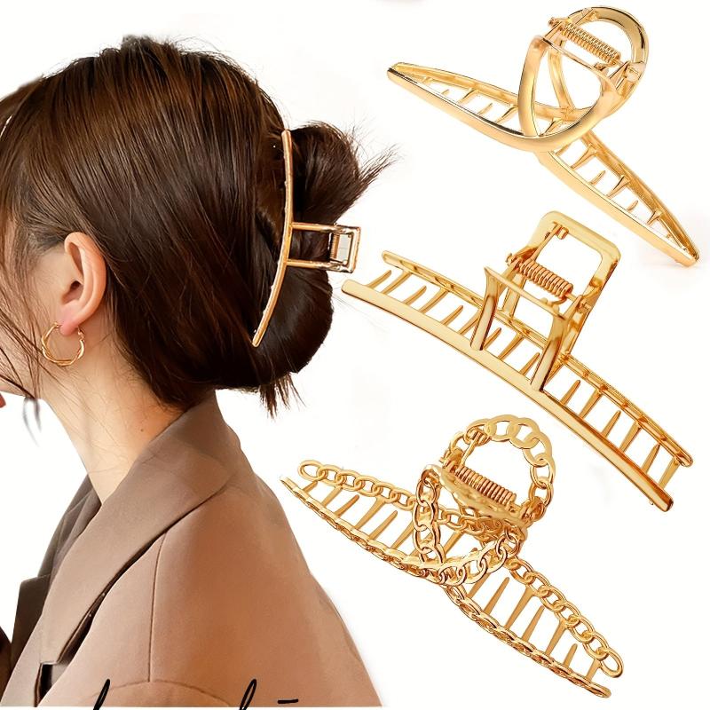 Metal Rectangle Hair Claw For Thick Hair Non Slip Barrette Long Hair Accessory