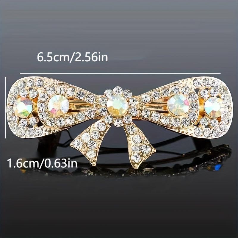 Rhinestone Barrette Bow Shaped Hair Clip for Women Girls Hair Accessories