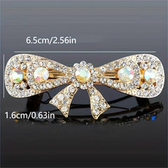 Rhinestone Barrette Bow Shaped Hair Clip for Women Girls Hair Accessories