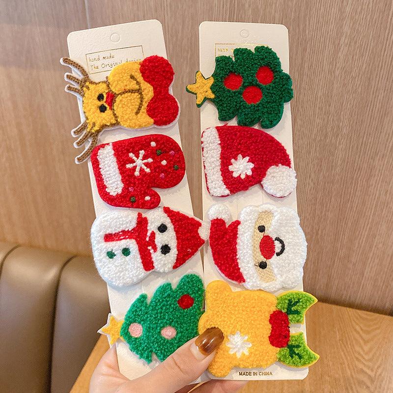 Christmas Hair Clips Snowmen Antlers Xmas Tree Santa Hat Hair Barrettes