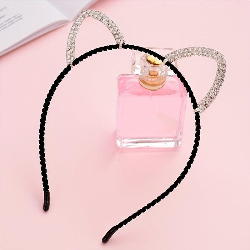 Cat Ears Rhinestone Headband Halloween Party Hair Accessories