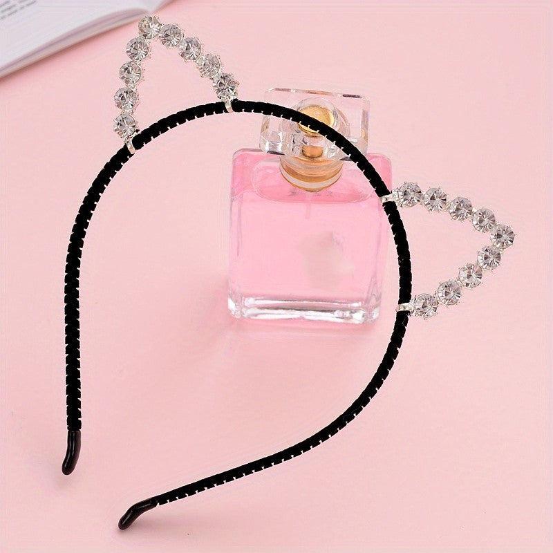 Cat Ears Rhinestone Headband Halloween Party Hair Accessories