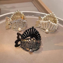 Rhinestone Crown Hairpin Fixed Hair Clip