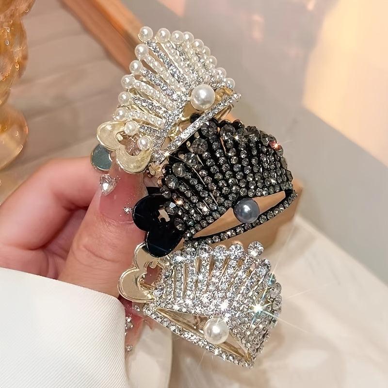 Rhinestone Crown Hairpin Fixed Hair Clip