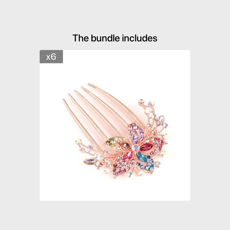 Vintage Flower Crystal Rhinestone Hair Side Comb Hairpin Hair Accessories