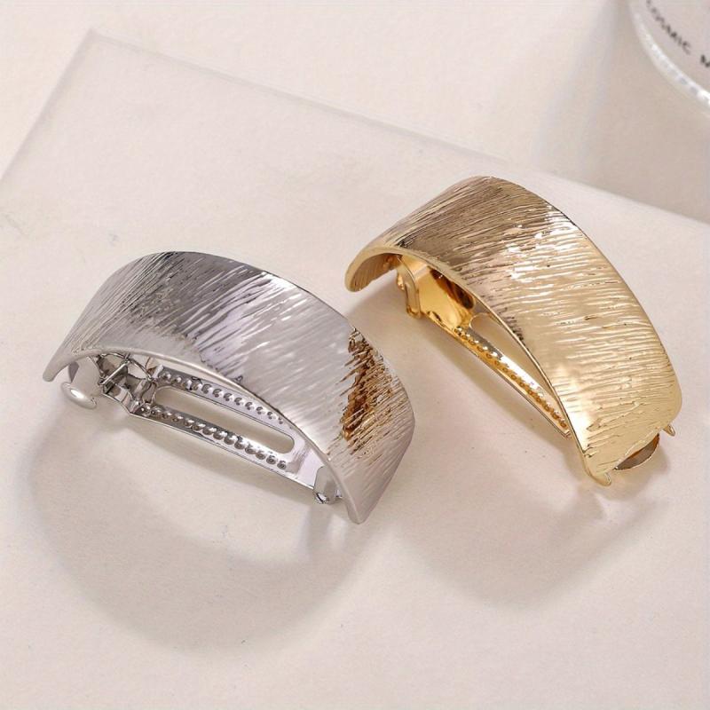 Metallic Hair Cuff Barrette French Style Ponytail Holder