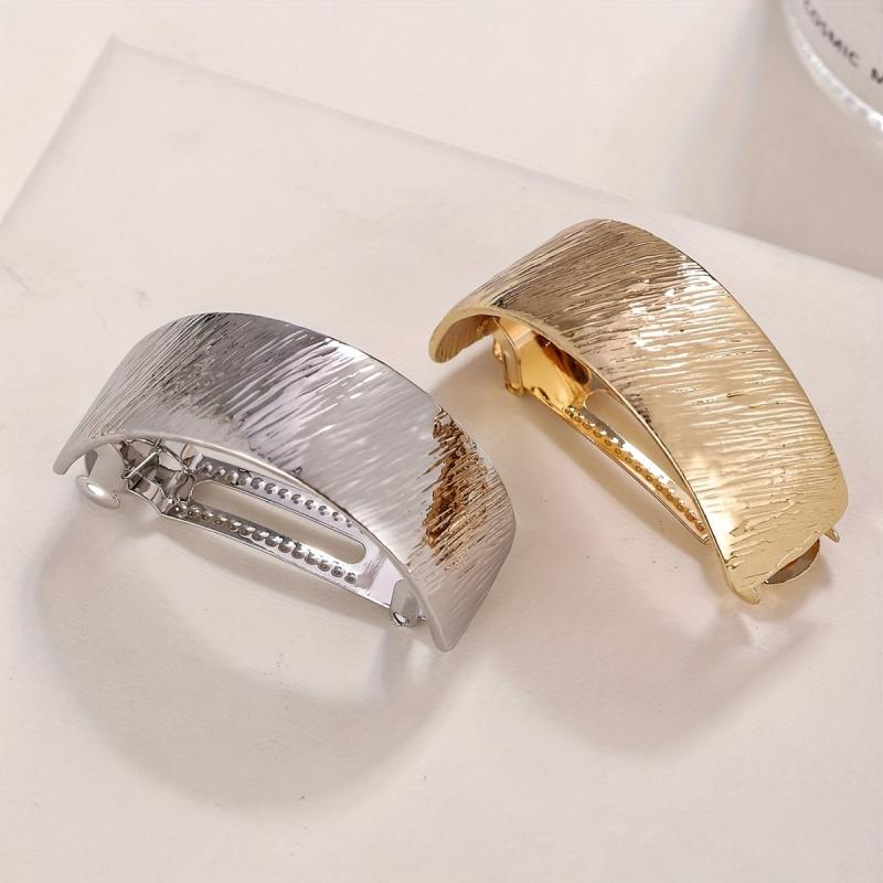 Metallic Hair Cuff Barrette French Style Ponytail Holder
