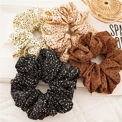 Dot Printed Oversize Scrunchie Ponytail Elastic Hair Tie for Women