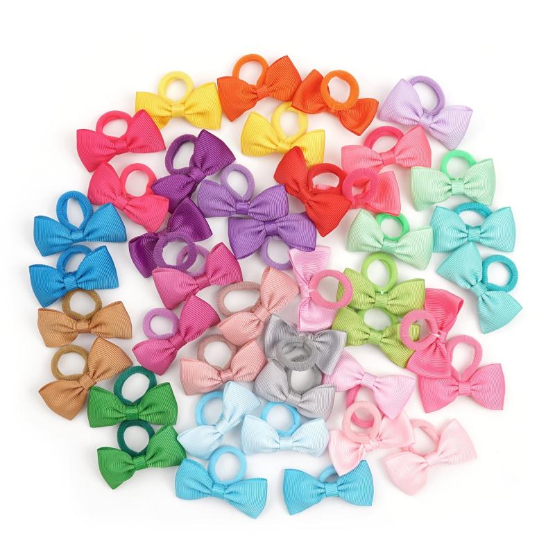 80PCS Baby Bows Hair Ties Soft Elastics Ponytail Holders Hair Accessories