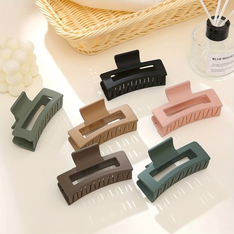 12pcs Hollow Rectangle Hair Claw Matte Shark Claw Hair Accessories