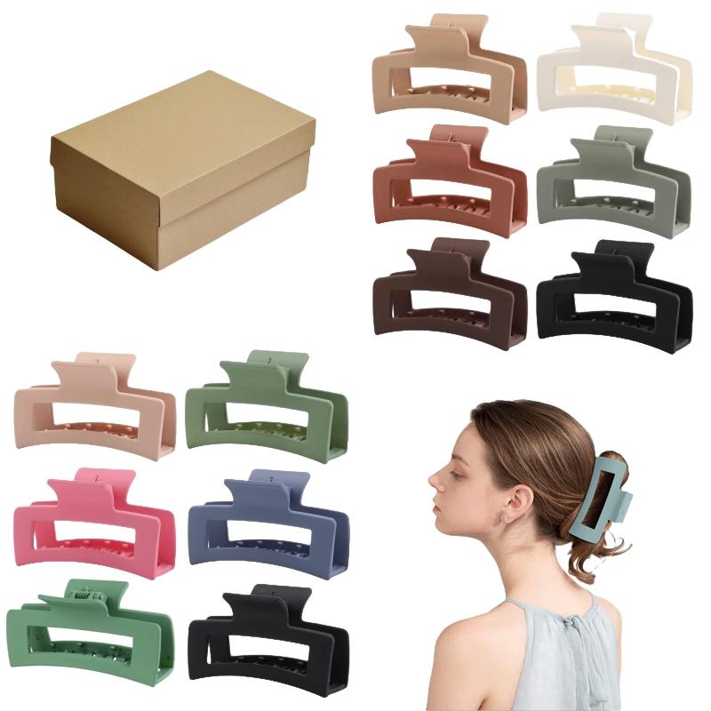 12pcs Hollow Rectangle Hair Claw Matte Shark Claw Hair Accessories