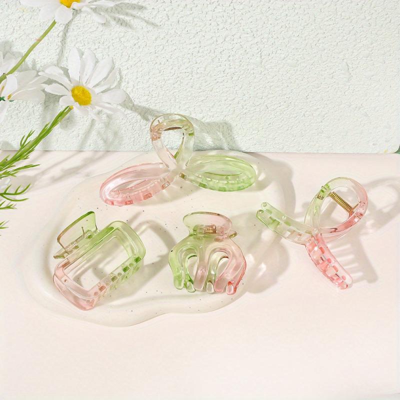 4pcs Transparent Hair Claw Hollow Shark Claw Gradient Hair Claw