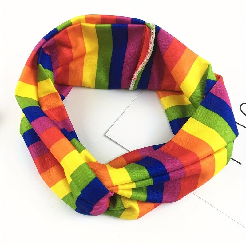 LGBT Rainbow Stripes Knotted Headband Wide Cross Headband Sports Sweatband