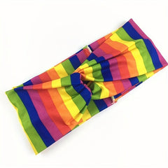LGBT Rainbow Stripes Knotted Headband Wide Cross Headband Sports Sweatband
