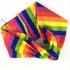 LGBT Rainbow Stripes Knotted Headband Wide Cross Headband Sports Sweatband