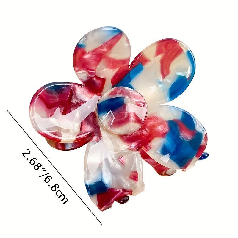Acetate Flower Hair Claw Gradient Hair Clip Non-Slip Ponytail Holder