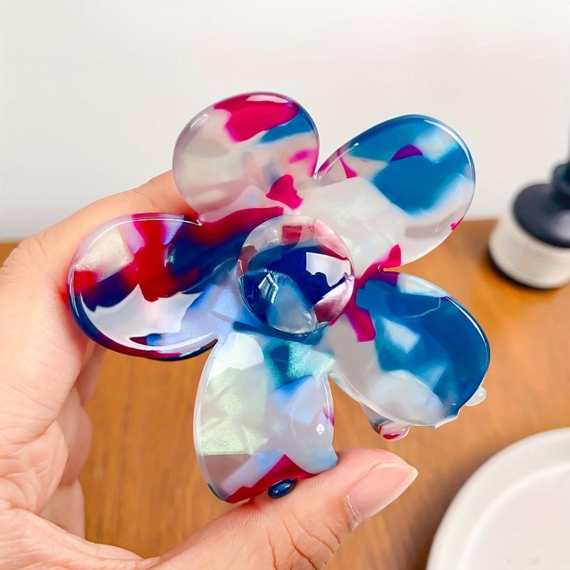 Acetate Flower Hair Claw Gradient Hair Clip Non-Slip Ponytail Holder
