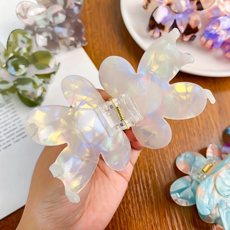 Acetate Flower Hair Claw Gradient Hair Clip Non-Slip Ponytail Holder