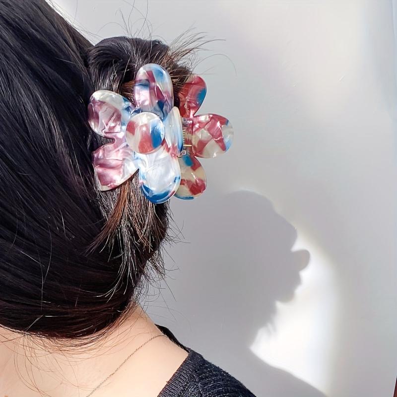 Acetate Flower Hair Claw Gradient Hair Clip Non-Slip Ponytail Holder