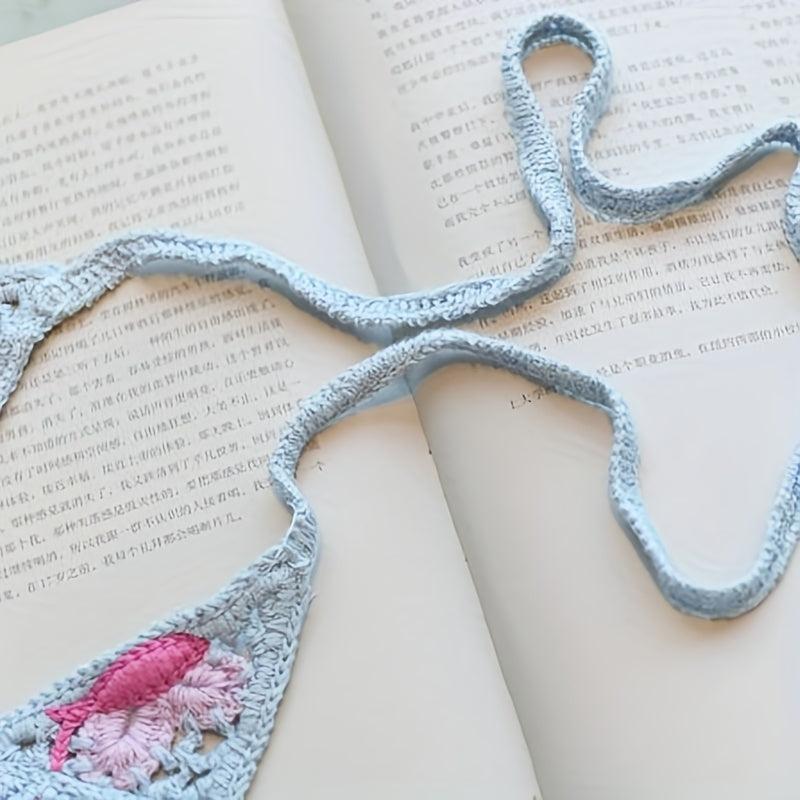 Women Butterfly Knitted Triangle Head Band Hair Crochet Bandanas Vintage