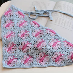 Women Butterfly Knitted Triangle Head Band Hair Crochet Bandanas Vintage