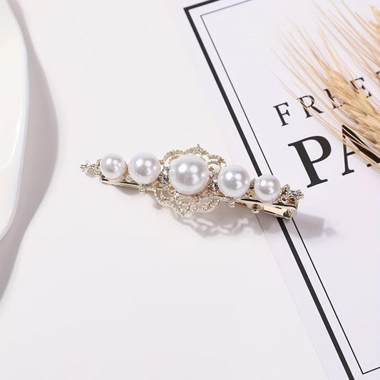 Faux Pearl Hair Clip Duck Billed Clip for Side Hair Bang