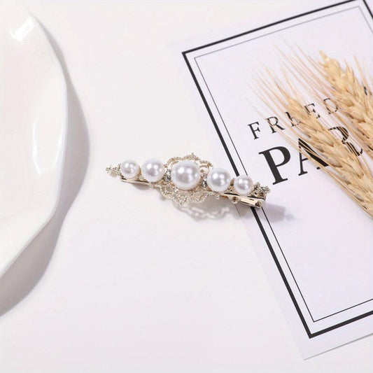 Faux Pearl Hair Clip Duck Billed Clip for Side Hair Bang