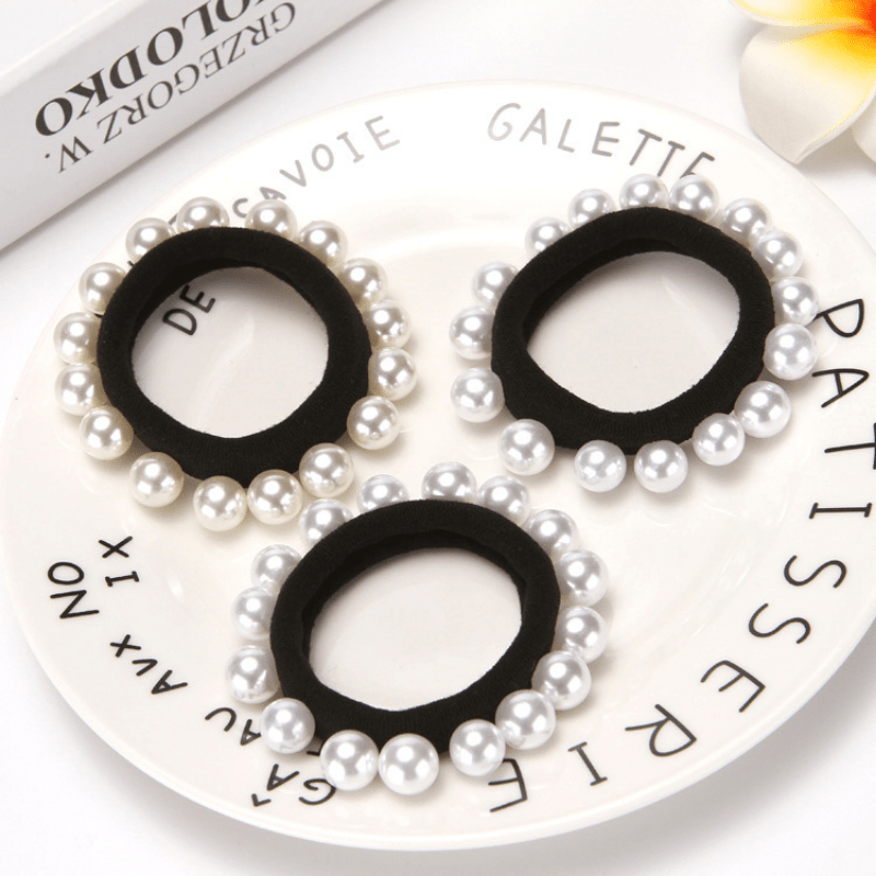 Faux Pearl Hair Tie Elastic Hair Rope Sweet Bracelet Hair Accessories