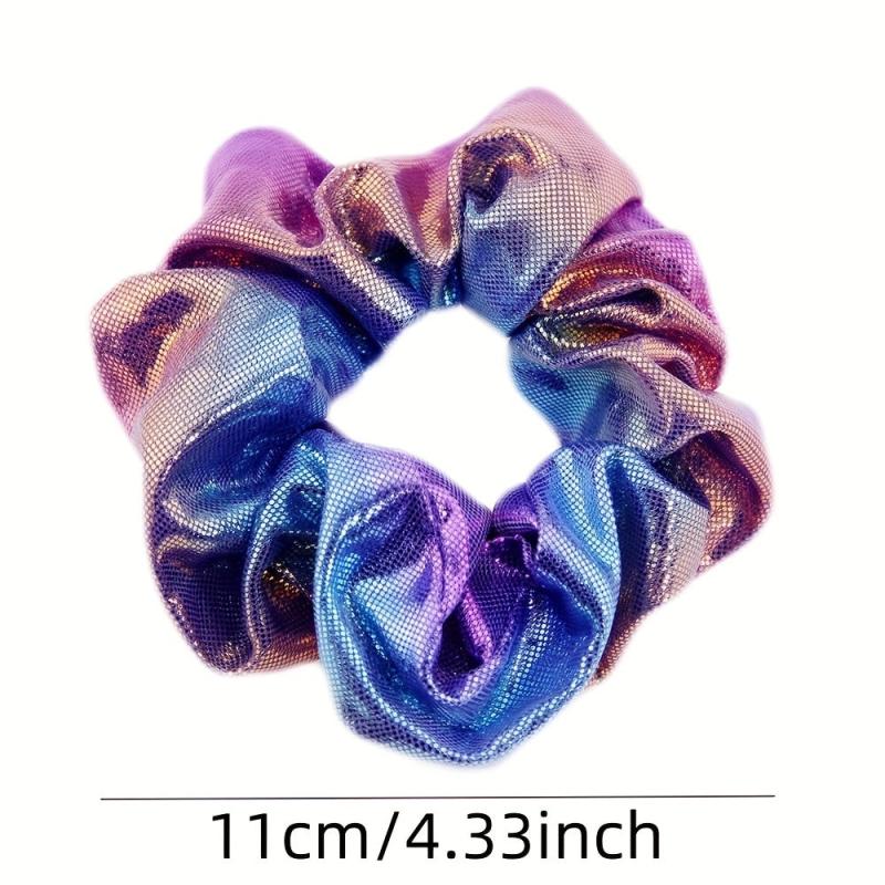 8pcs Y2K Laser Scrunchies Gradient Hair Rope Holographic Hair Ring