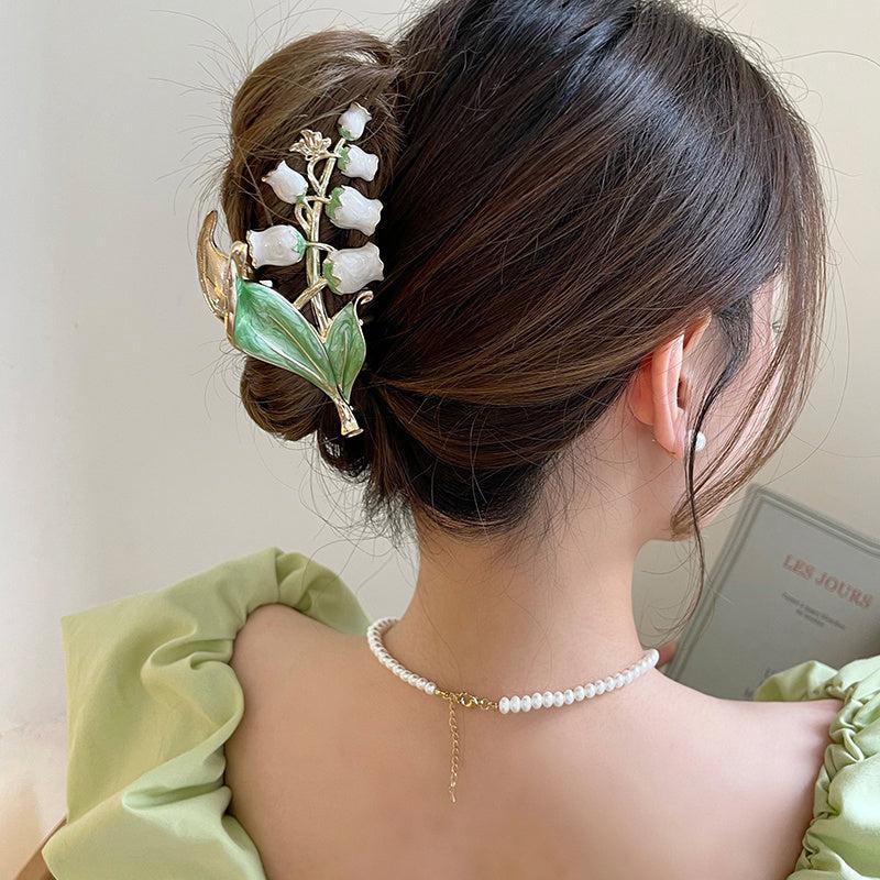 Bell Orchid Hair Claw Clip Flowers Hairpin For Women Girls
