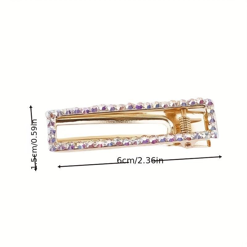 Rhinestone Hair Clip Rectangular Hollow Duck Billed Clip Hair Accessories